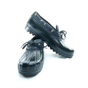 Sperry Top-Sider Women's 11 Duckling Waterproof Rain Boots Black Quilted 9777624